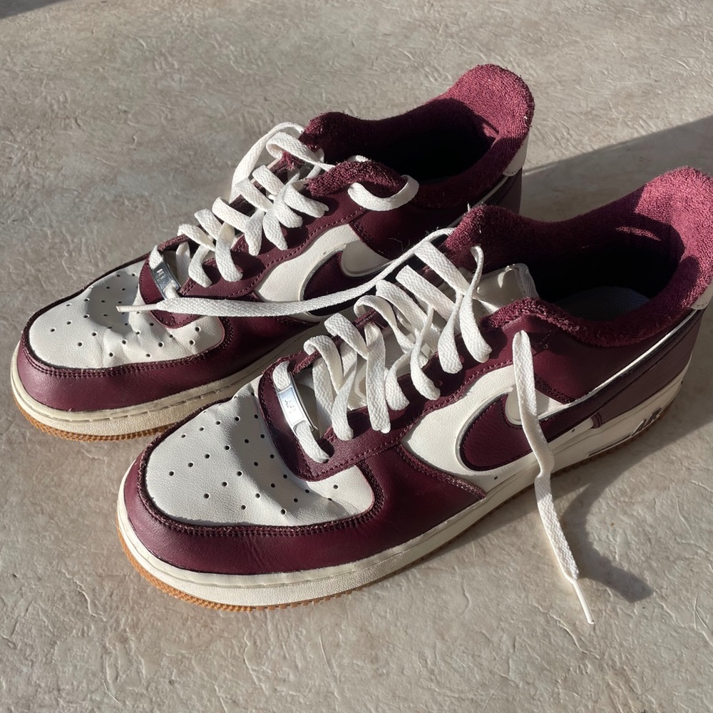 Burgundy and White Sneakers